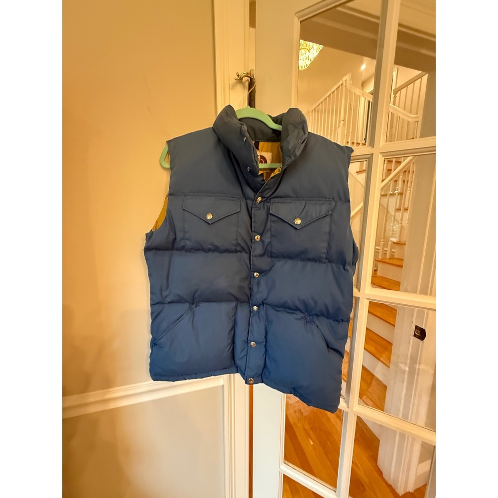 Vintage The North Face Brown Label Puffer Vest Blue Made in USA Large Pockets